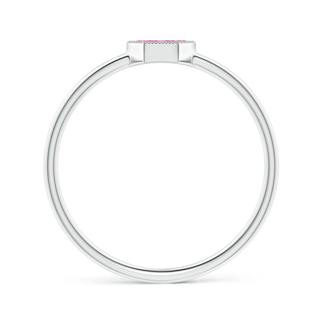 Lab Pink Sapphire Hexagon Cluster Promise Ring with Milgrain Design – 1.6 mm