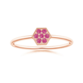 Lab Pink Sapphire Hexagon Cluster Promise Ring with Milgrain Design – 1.6 mm