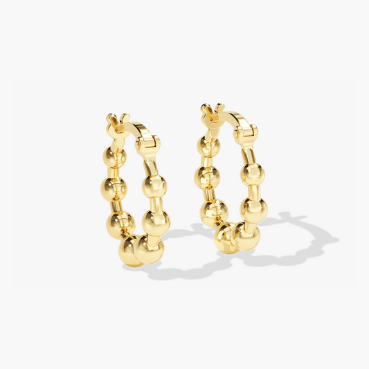 Polished Beaded Hoop Earrings