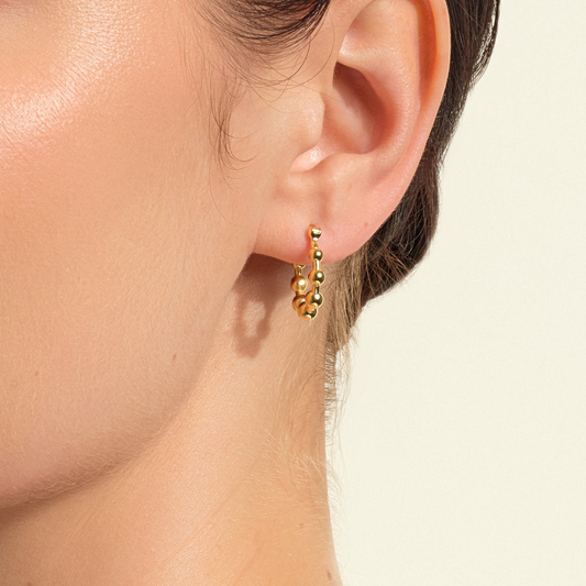 Polished Beaded Hoop Earrings