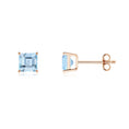 Princess Cut Aquamarine Solitaire Stud Earrings