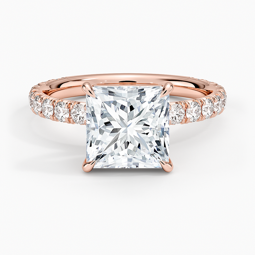 Princess Cut French Pavé Flush-Fit Moissanite Engagement Ring