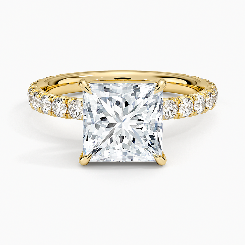 Princess Cut French Pavé Flush-Fit Moissanite Engagement Ring