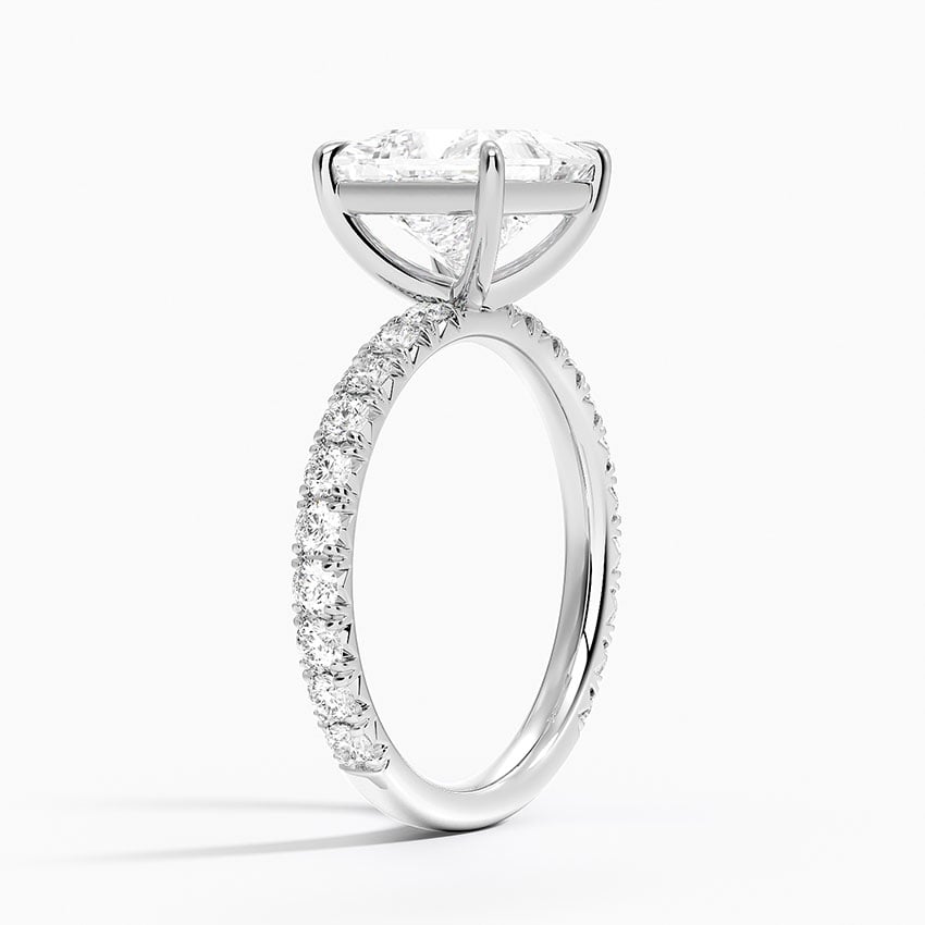 Princess Cut French Pavé Flush-Fit Moissanite Engagement Ring