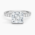Princess Cut French Pavé Moissanite Engagement Ring with Hidden Halo