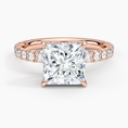 Princess Cut French Pavé Moissanite Engagement Ring with Hidden Halo