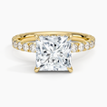 Princess Cut French Pavé Moissanite Engagement Ring with Hidden Halo