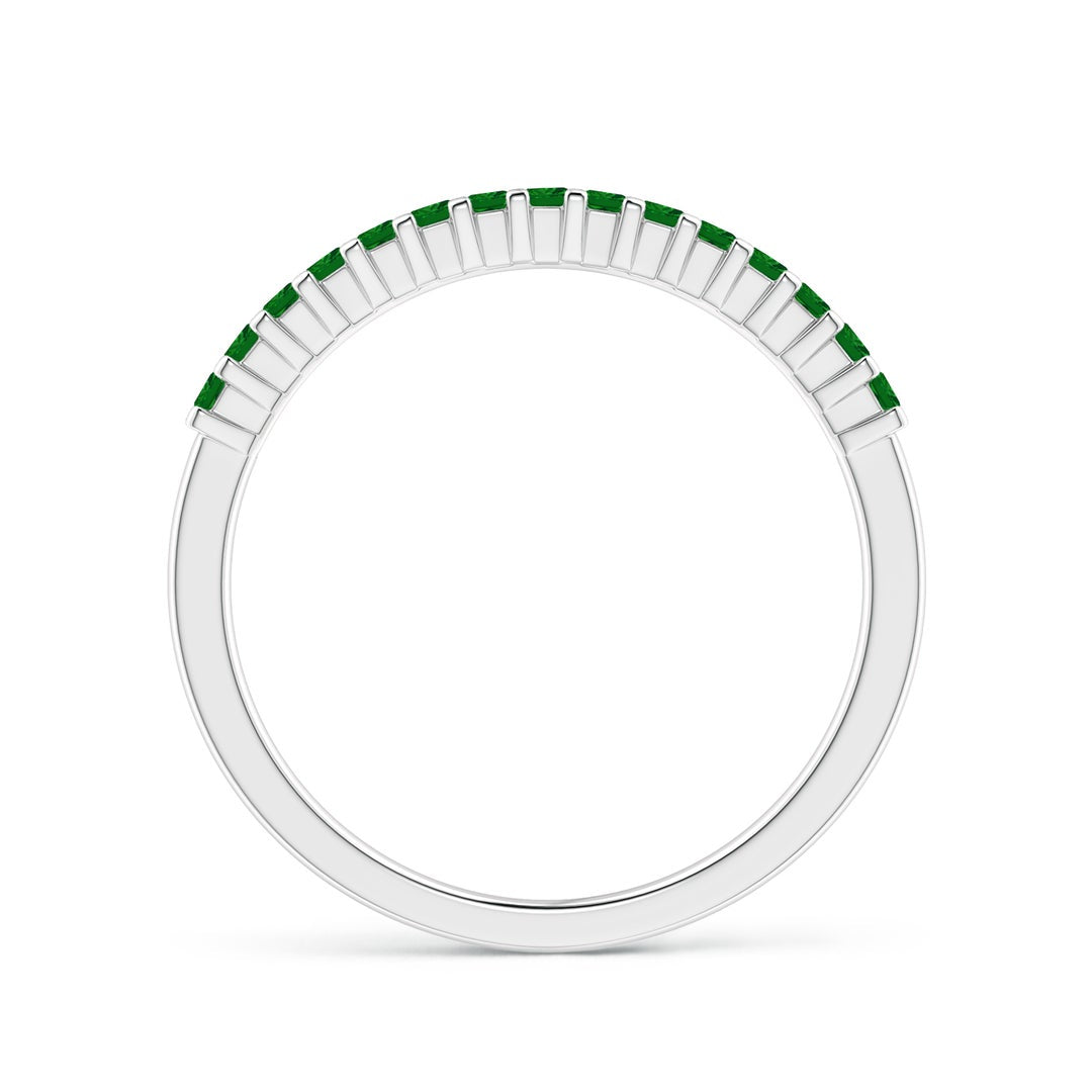 Princess Cut Lab-Created Emerald Semi Eternity Wedding Band