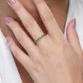 Princess Cut Lab-Created Emerald Semi Eternity Wedding Band