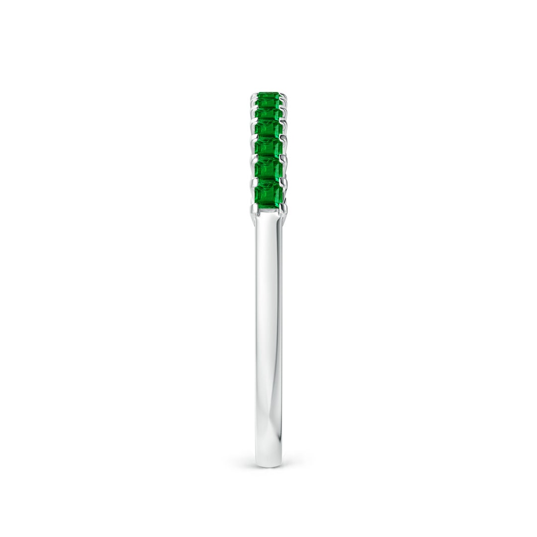 Princess Cut Lab-Created Emerald Semi Eternity Wedding Band