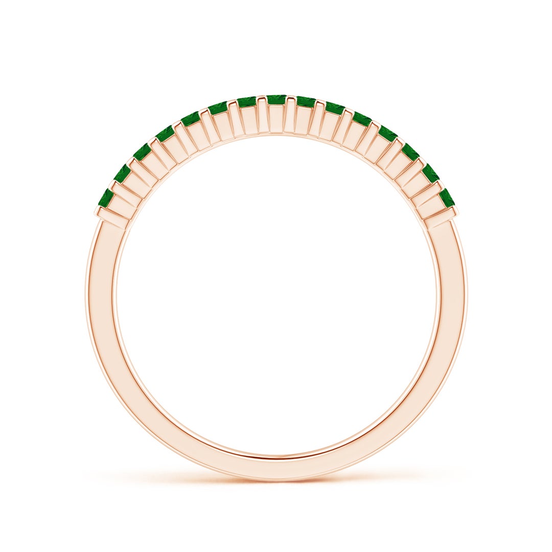 Princess Cut Lab-Created Emerald Semi Eternity Wedding Band