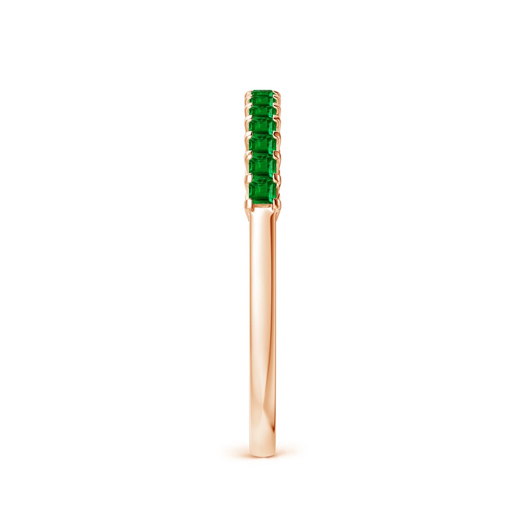 Princess Cut Lab-Created Emerald Semi Eternity Wedding Band