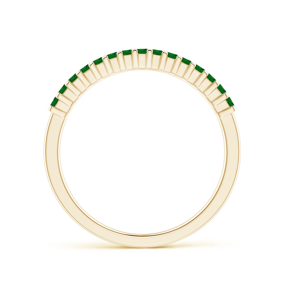 Princess Cut Lab-Created Emerald Semi Eternity Wedding Band