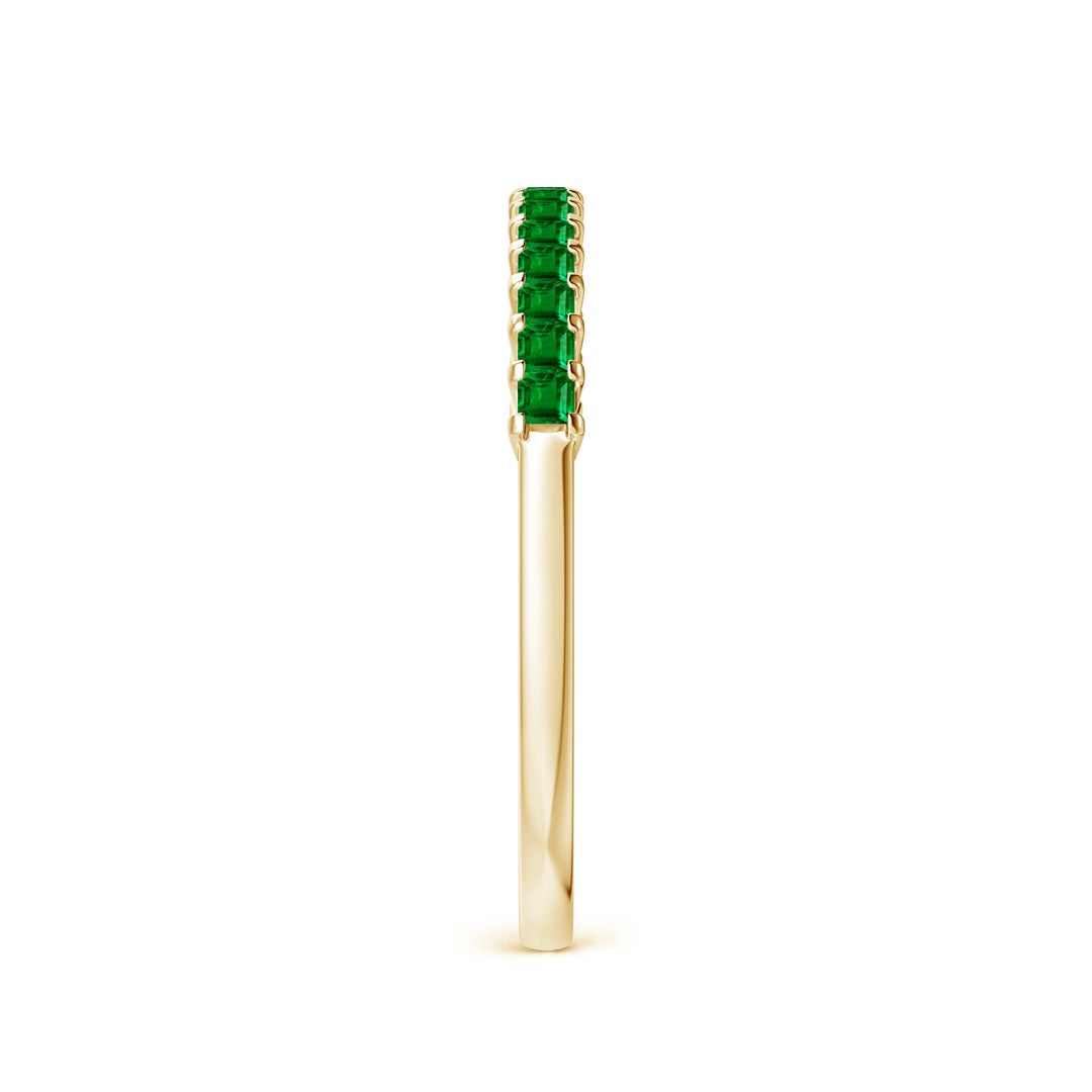 Princess Cut Lab-Created Emerald Semi Eternity Wedding Band