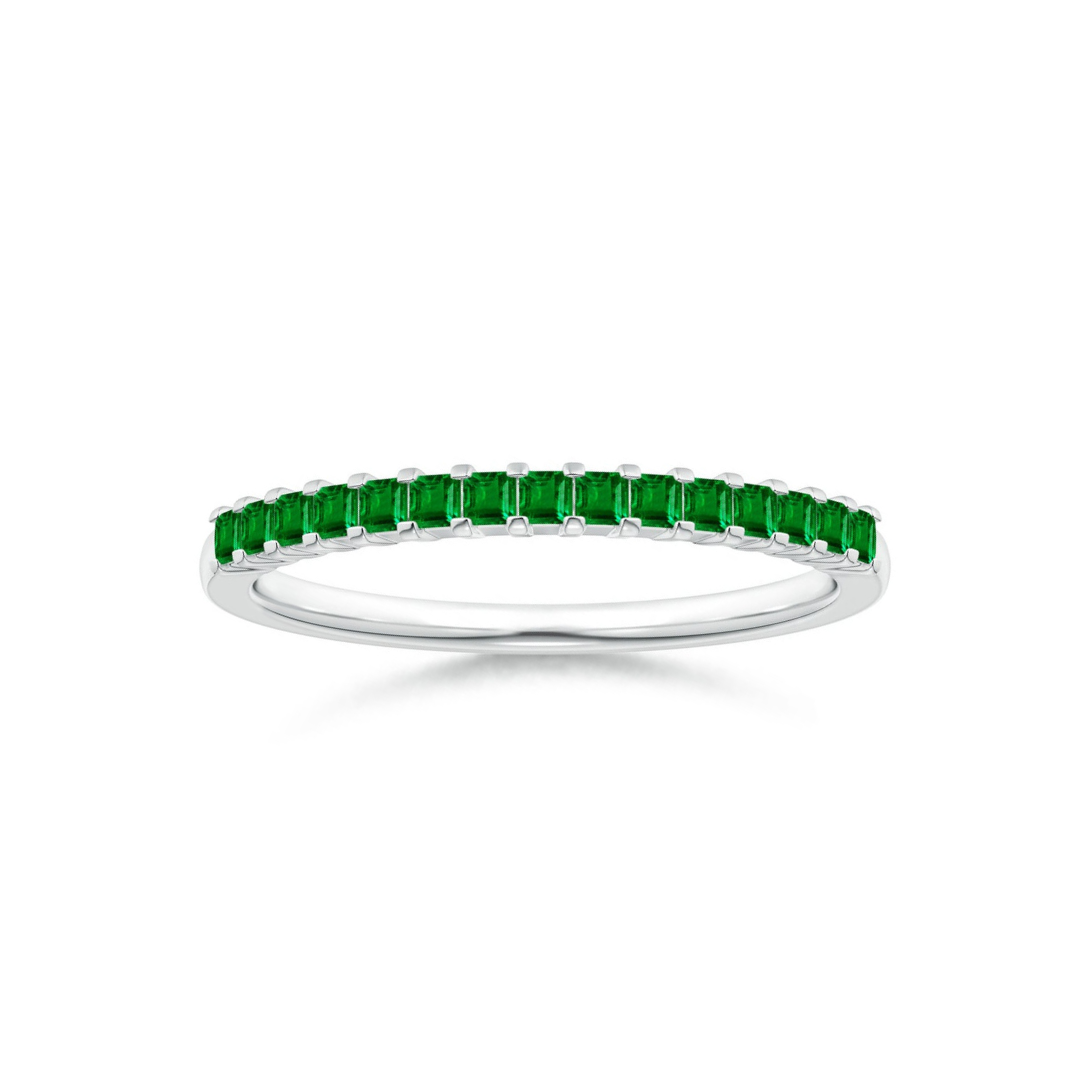Princess Cut Lab-Created Emerald Semi Eternity Wedding Band