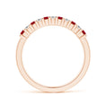 Princess Cut Lab-Created Ruby and Moissanite Semi Eternity Wedding Band
