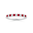 Princess Cut Lab-Created Ruby and Moissanite Semi Eternity Wedding Band