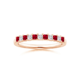 Princess Cut Lab-Created Ruby and Moissanite Semi Eternity Wedding Band