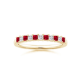 Princess Cut Lab-Created Ruby and Moissanite Semi Eternity Wedding Band