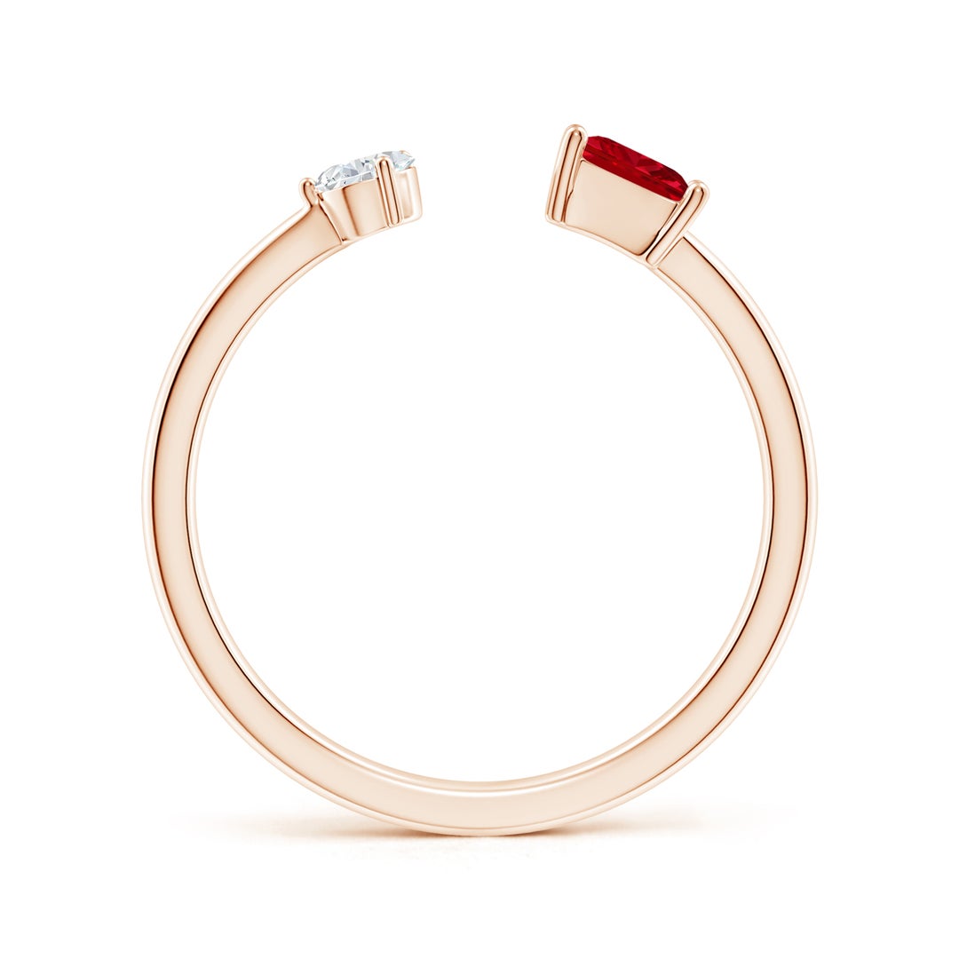Princess-Cut Lab-Created Ruby and Pear Moissanite Toi et Moi Promise Ring