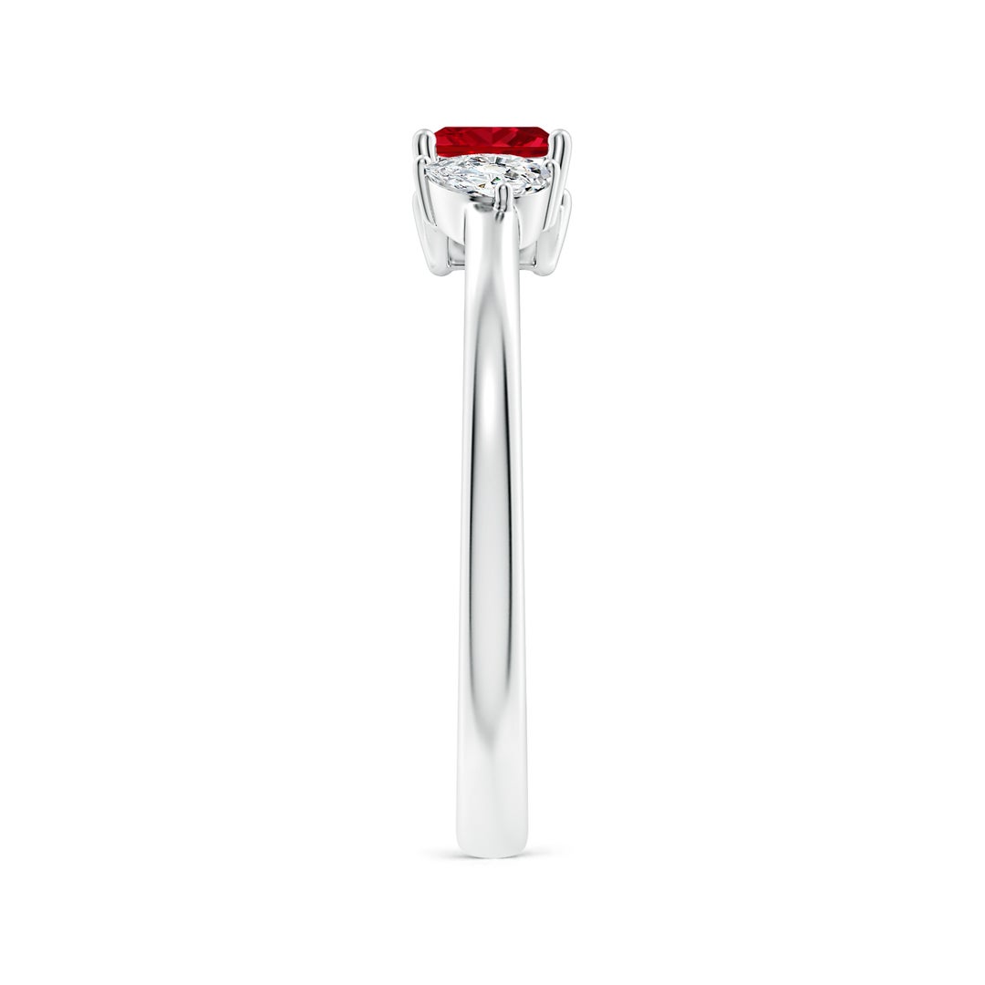 Princess-Cut Lab-Created Ruby and Pear Moissanite Toi et Moi Promise Ring