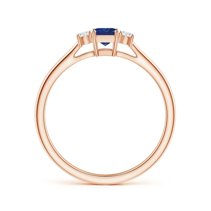 Princess Cut Lab Sapphire Three-Stone Promise Ring with Moissanite Accents