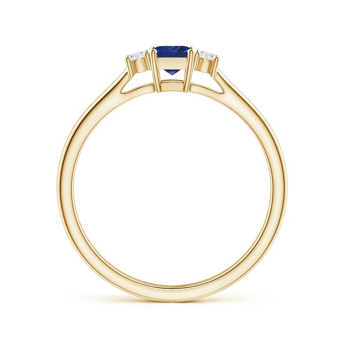 Princess Cut Lab Sapphire Three-Stone Promise Ring with Moissanite Accents