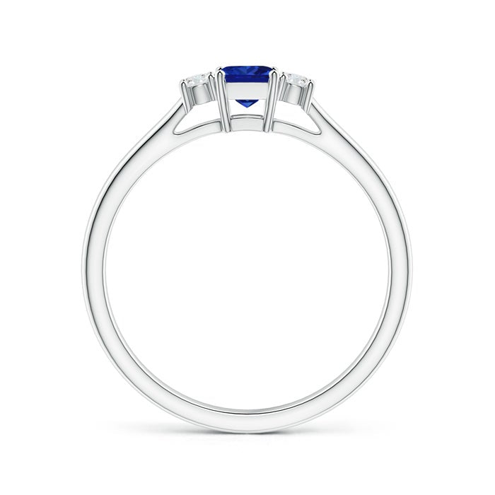 Princess Cut Lab Sapphire Three-Stone Promise Ring with Moissanite Accents