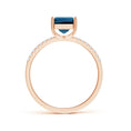 Princess Cut London Blue Topaz with Moissanite Pavé Band Engagement Ring