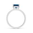 Princess Cut London Blue Topaz with Moissanite Pavé Band Engagement Ring