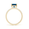 Princess Cut London Blue Topaz with Moissanite Pavé Band Engagement Ring