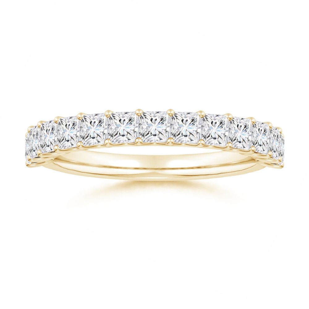 Princess-Cut Moissanite Shared Prong Half Eternity Wedding Band