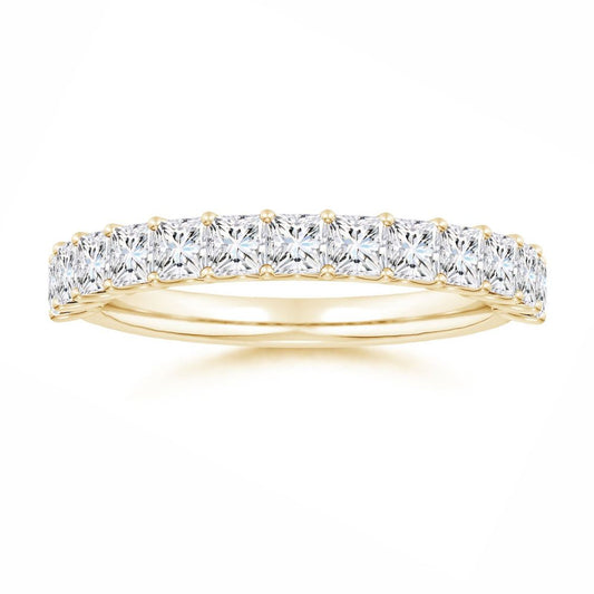 Princess-Cut Moissanite Shared Prong Half Eternity Wedding Band