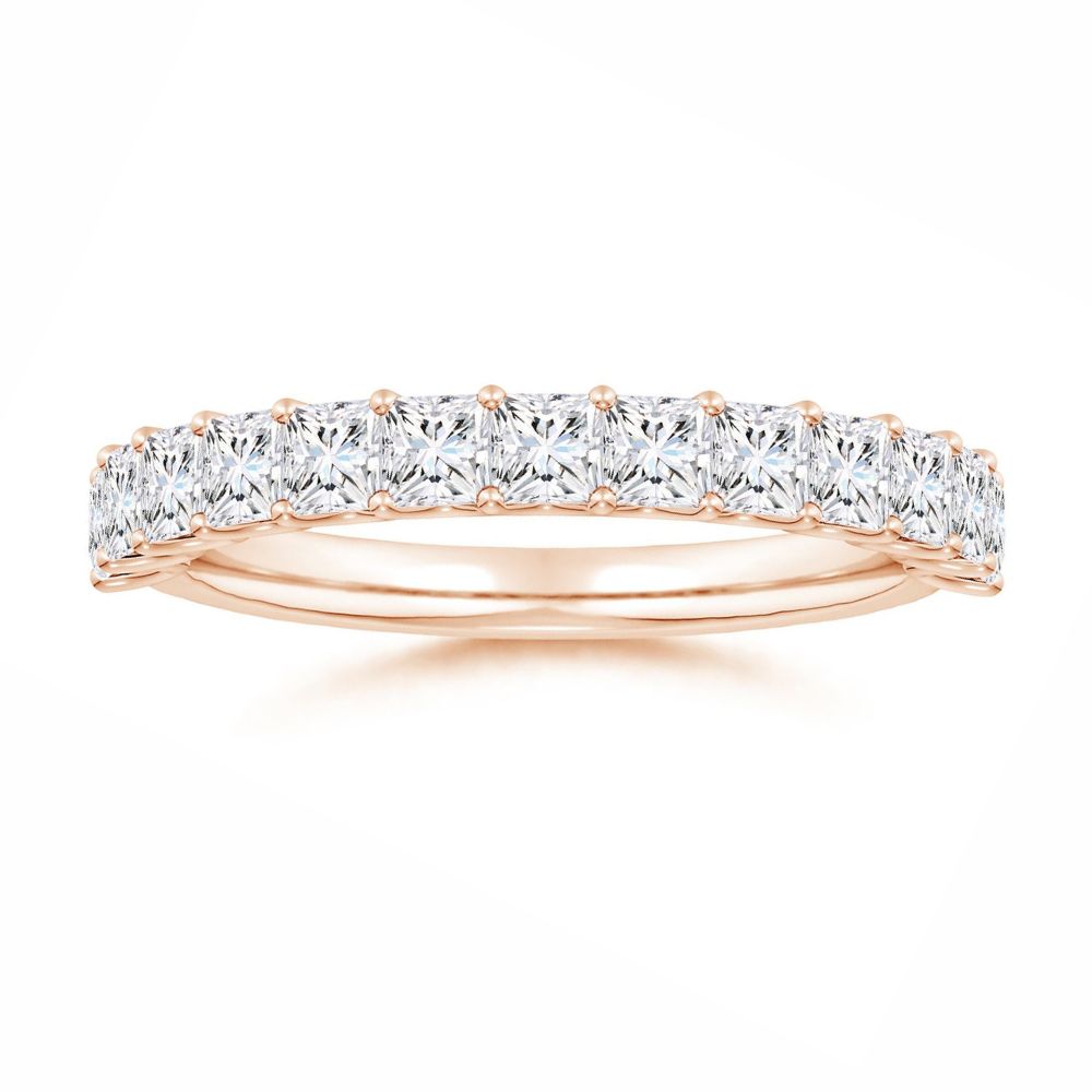 Princess-Cut Moissanite Shared Prong Half Eternity Wedding Band
