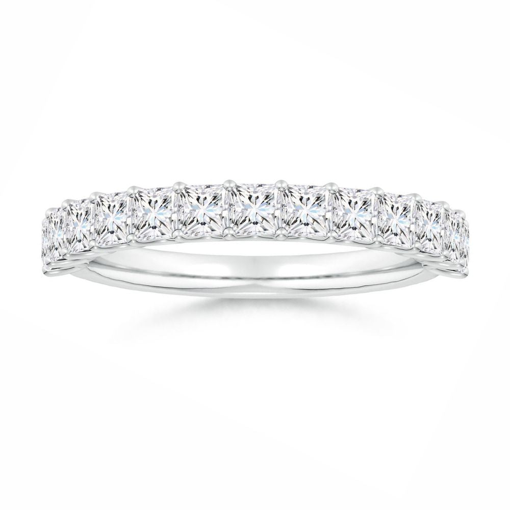 Princess-Cut Moissanite Shared Prong Half Eternity Wedding Band