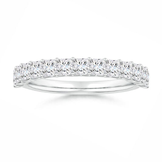 Princess-Cut Moissanite Shared Prong Half Eternity Wedding Band
