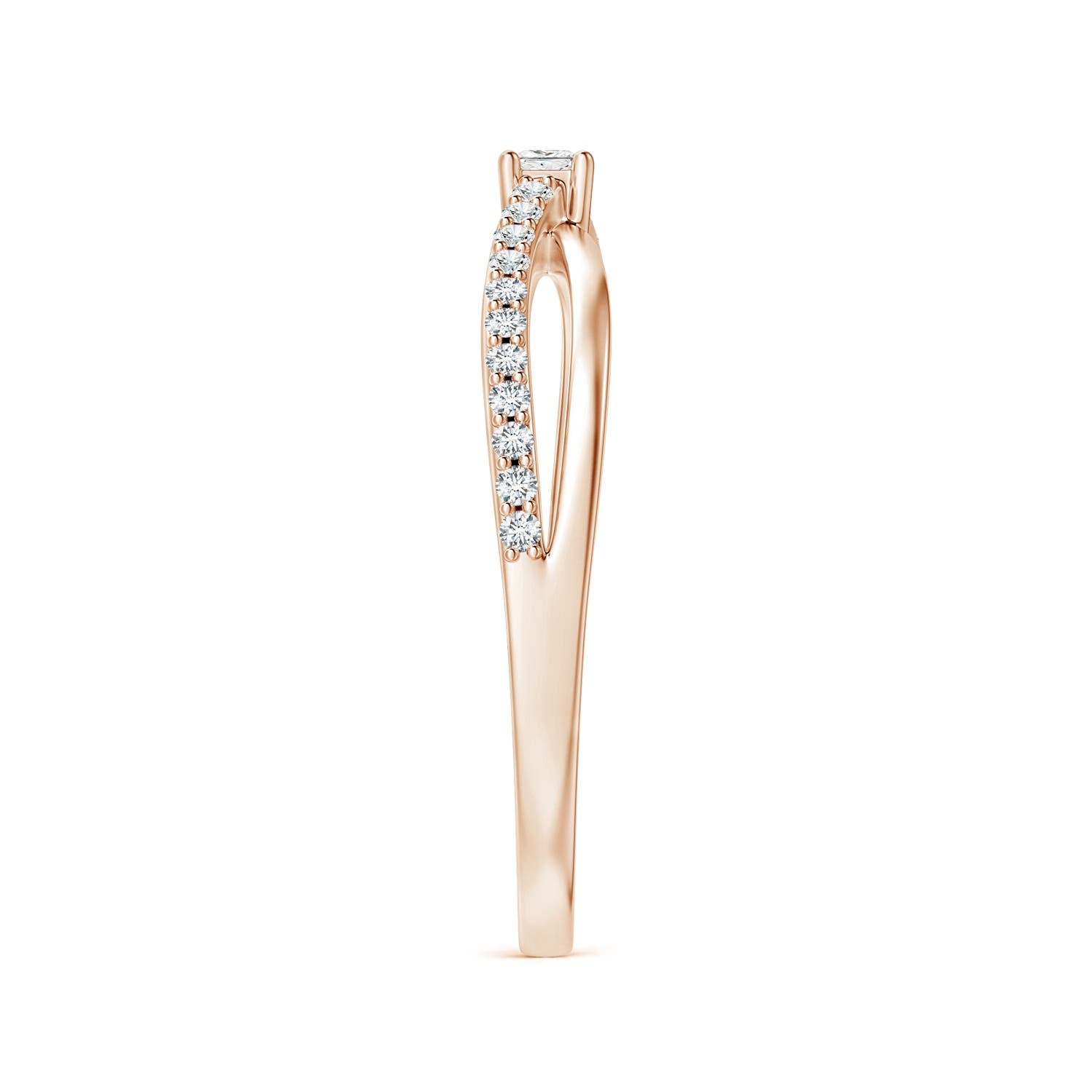 Princess Cut Moissanite Split Shank Promise Ring