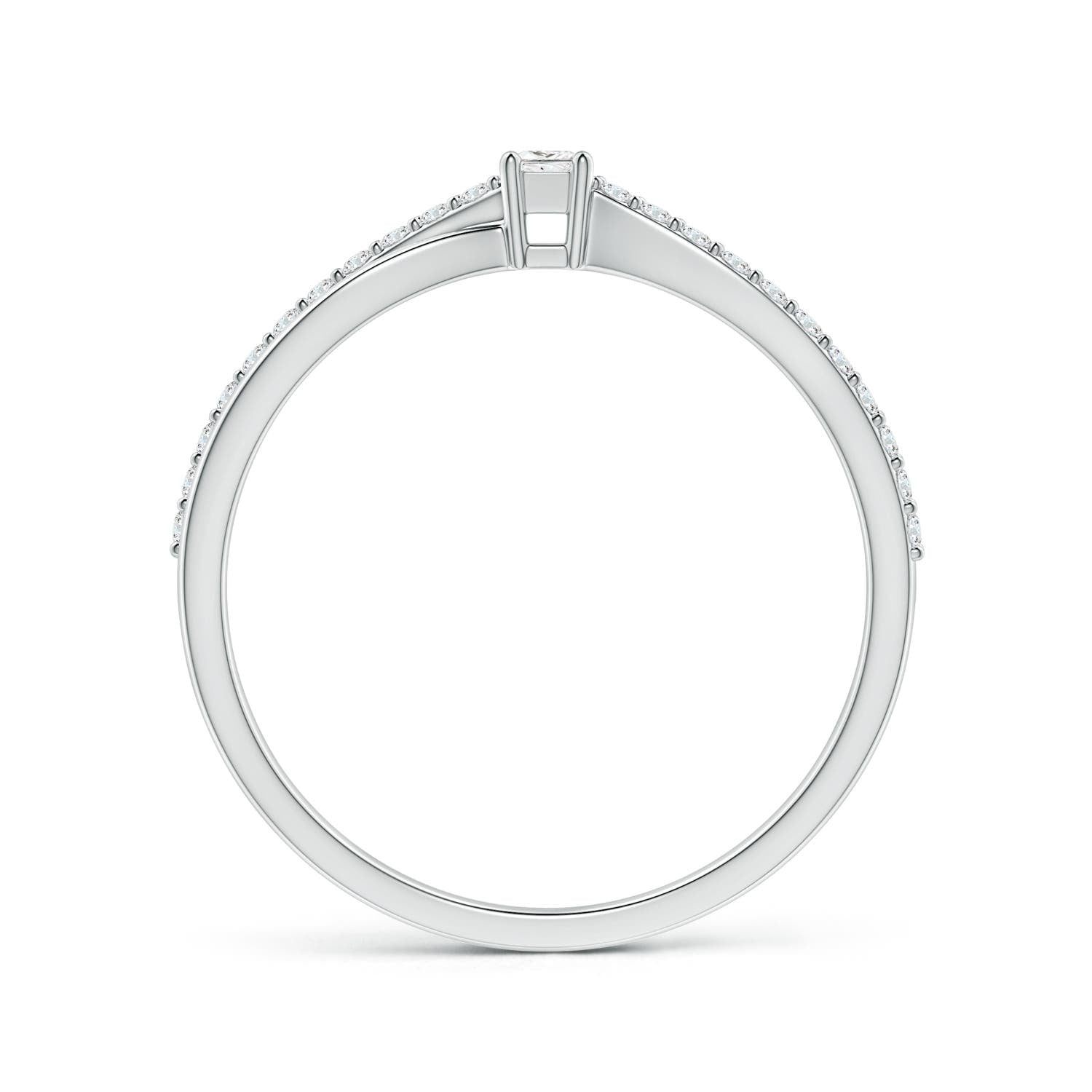 Princess Cut Moissanite Split Shank Promise Ring