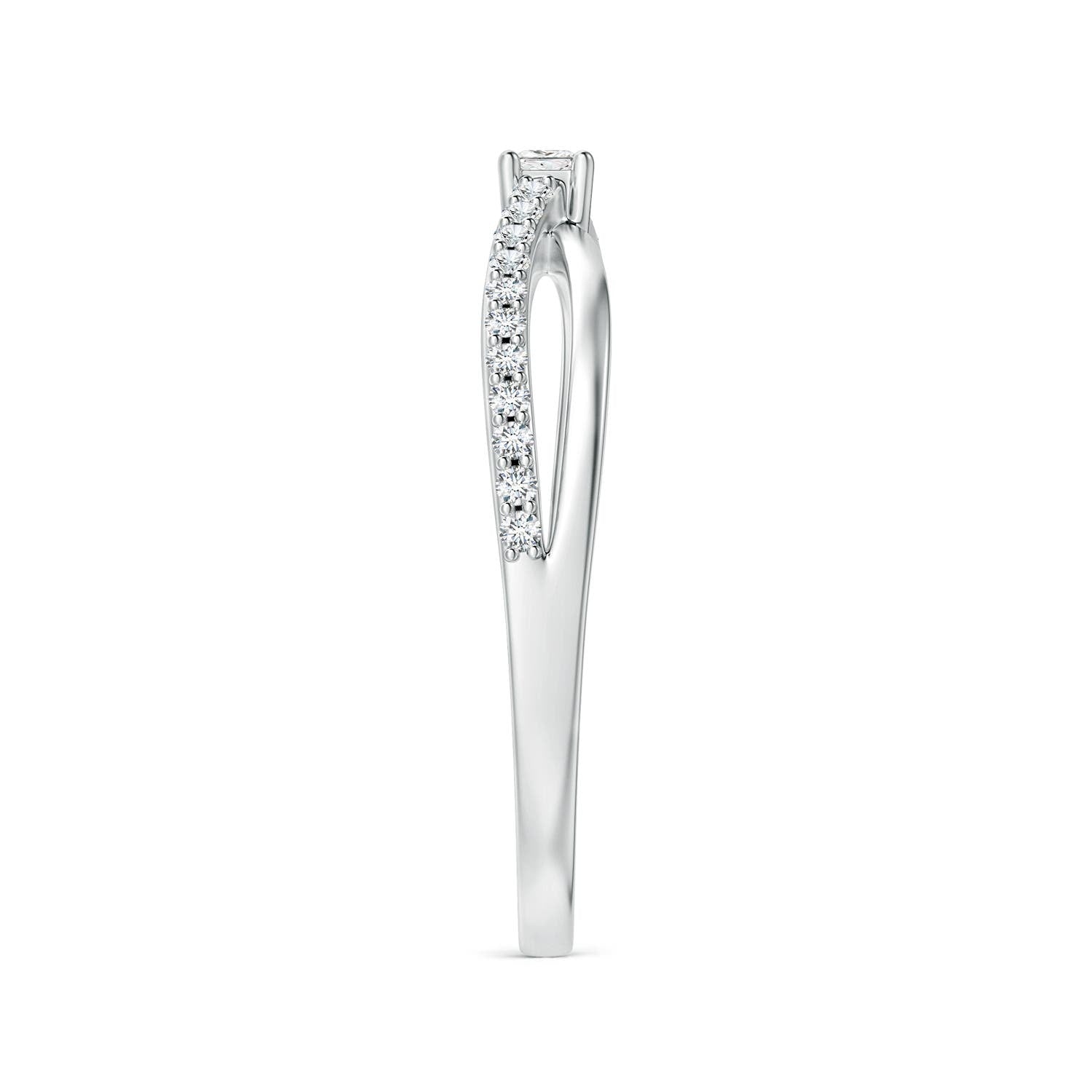 Princess Cut Moissanite Split Shank Promise Ring