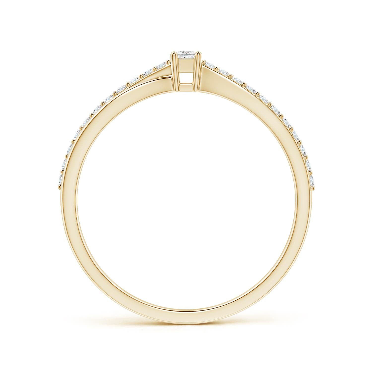 Princess Cut Moissanite Split Shank Promise Ring
