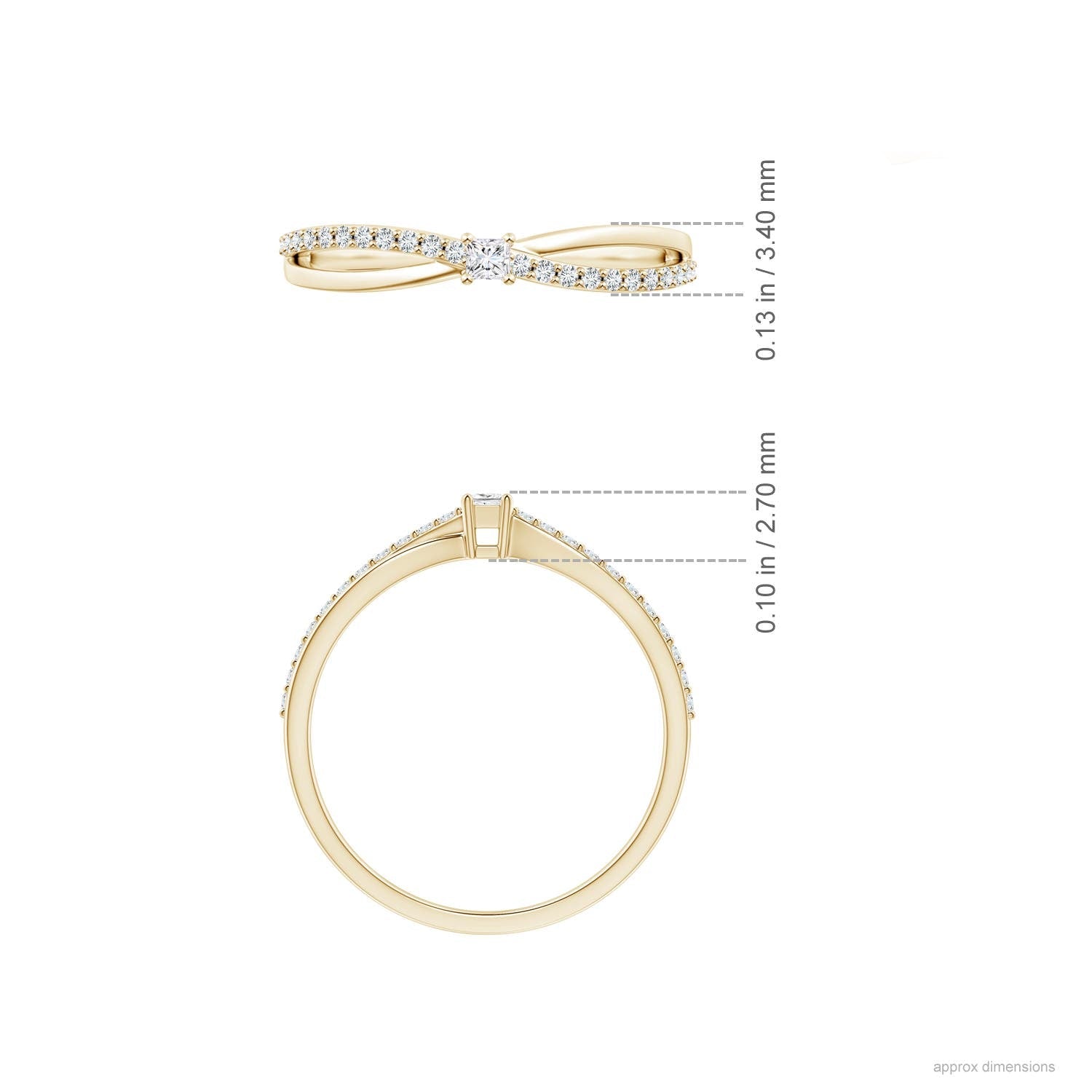 Princess Cut Moissanite Split Shank Promise Ring