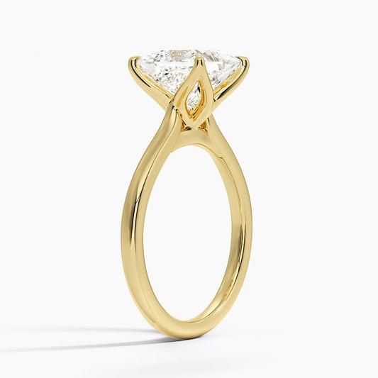 Princess Cut Petal Prong Solitaire Moissanite Engagement Ring