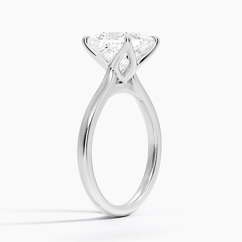 Princess Cut Petal Prong Solitaire Moissanite Engagement Ring