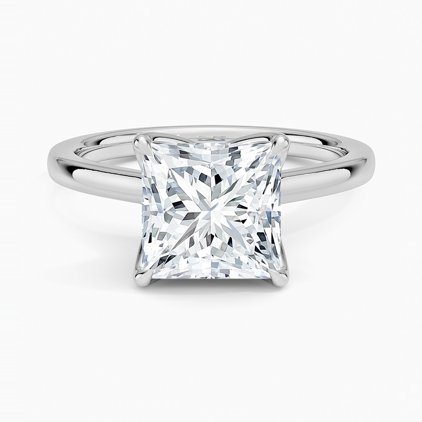 Princess Cut Petal Prong Solitaire Moissanite Engagement Ring