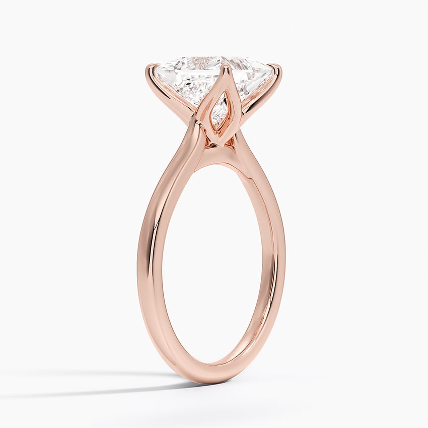 Princess Cut Petal Prong Solitaire Moissanite Engagement Ring
