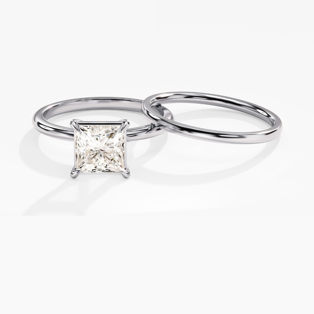 Princess Cut Solitaire Moissanite Bridal Set