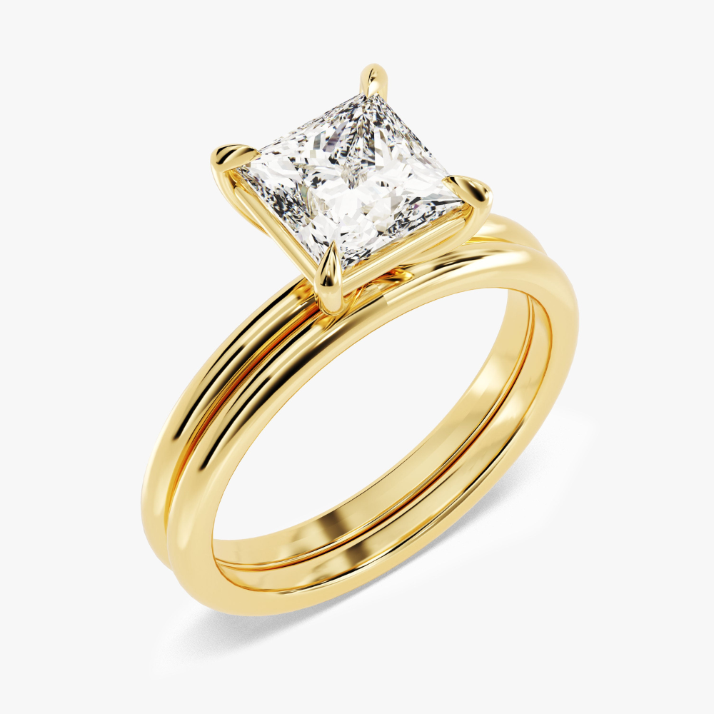 Princess Cut Solitaire Moissanite Bridal Set