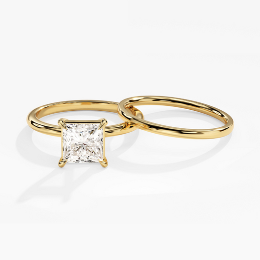 Princess Cut Solitaire Moissanite Bridal Set
