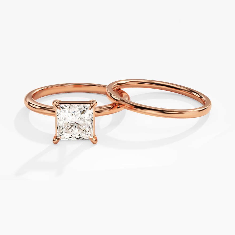 Princess Cut Solitaire Moissanite Bridal Set