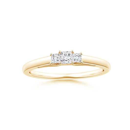 Princess Cut Three Stone Moissanite Trellis Promise Ring